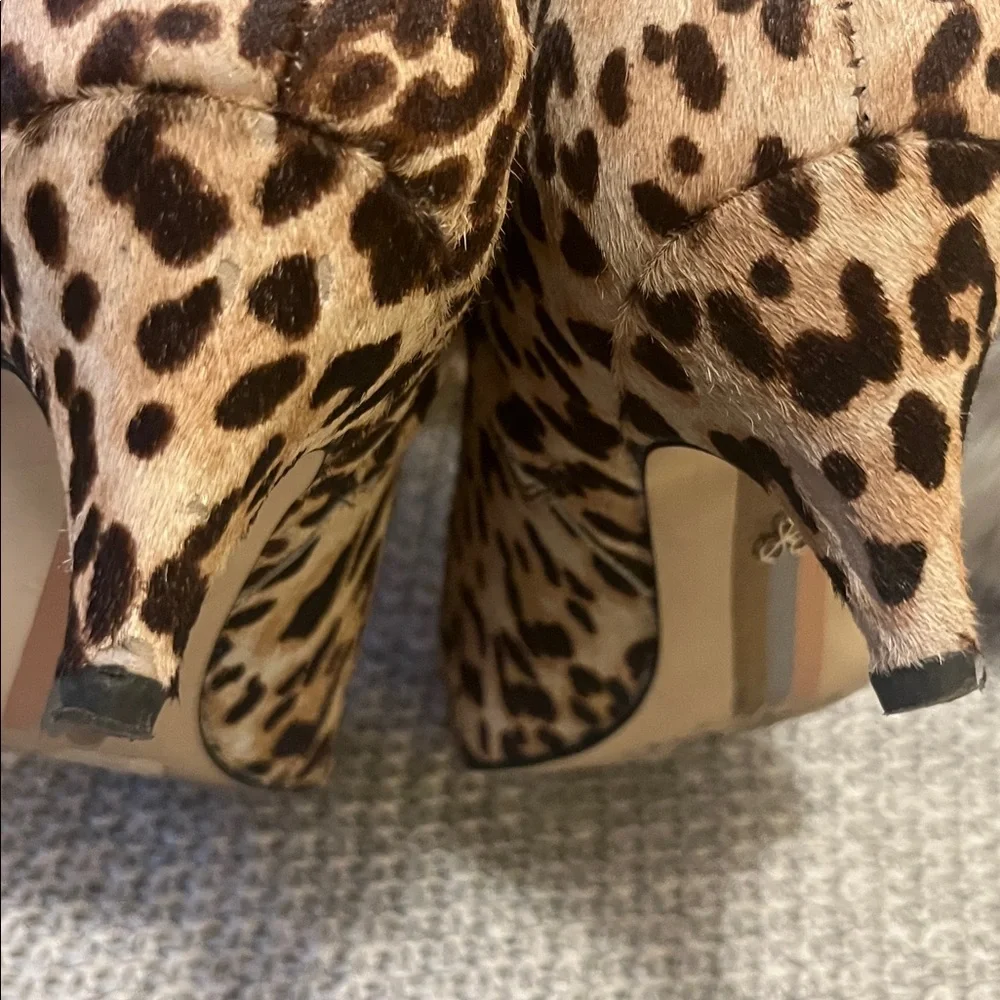 Sam Edelman Women’s Kinzey Pony hair Leopard Pointy Kitten Heel Ankle Boots 6